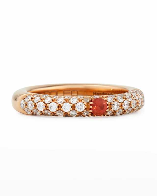 Pop Diamond and Orange Sapphire Band Ring, Size 10